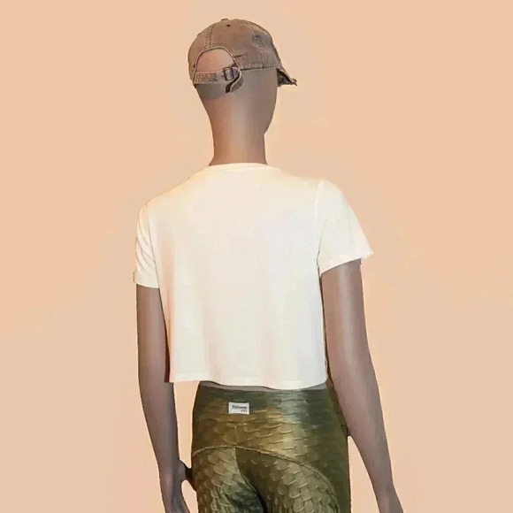 Calvin Klien White Cropped Soft Tshirt Size Small Workout Short Sleeve Top Basic - Picture 2 of 5